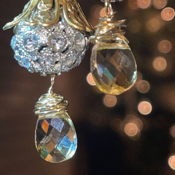 HANDCRAFTED Bright Large Crystal Bead & Citrine Handmade Earrings - Picture 6 of 8